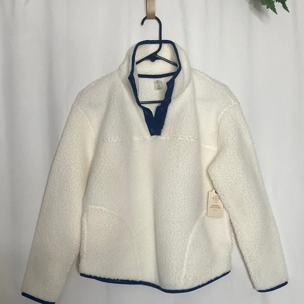 St. John's Bay Kids Sherpa Pullover - Cream and Navy